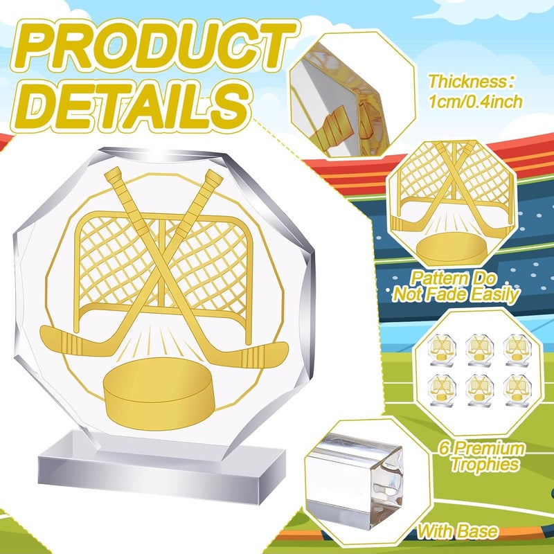 Anglechic 6 Pack Sports Trophy Acrylic Award Medals 4.72 x 4.72 Inch Sports Contest Trophies Bulk Plaques Team Prize Gift Trophies for Competition - Image 3